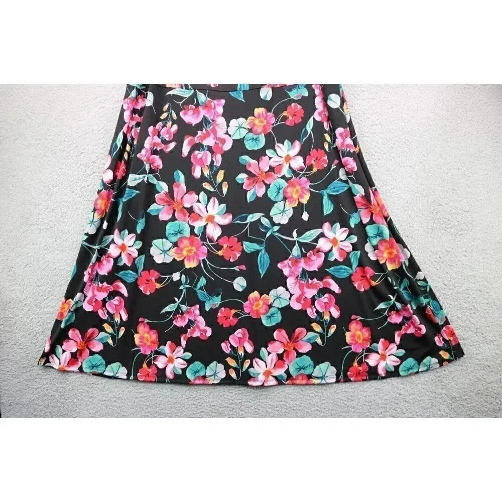Catherines Summer Silky Flowy Black & Floral  Dress-Size 2XL - Picture 6 of 9